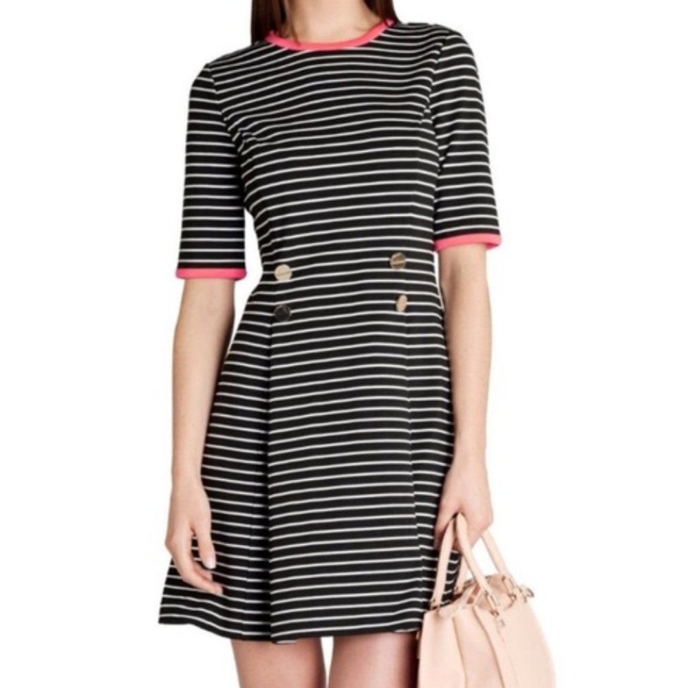 Ted Baker Black and White Striped Alexina Dress